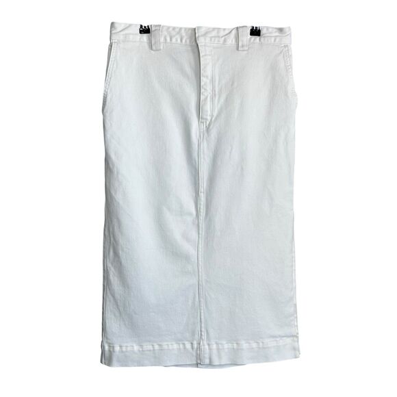 ENZA COSTA Midi Skirt Women 2 Medium White Soft Slouch Denim Straight Pencil - Picture 2 of 7